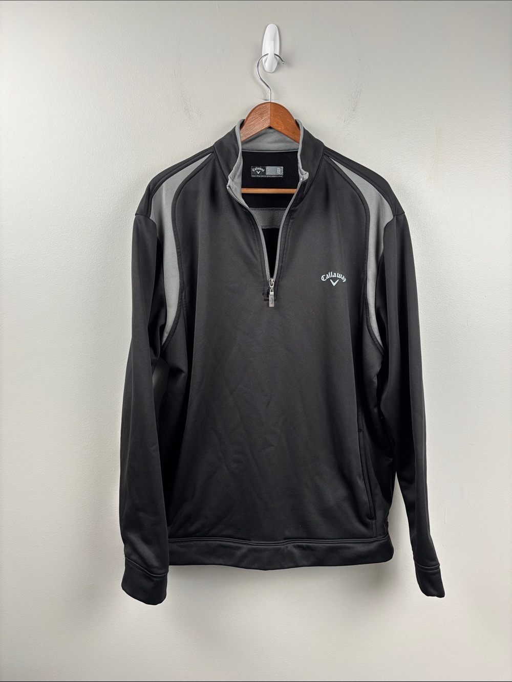 Callaway Men XL Black & Gray quarter-Zip Performance Pullover jacket pocket golf